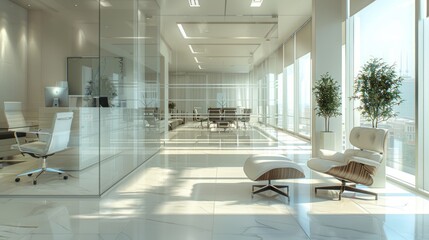 Spacious modern white office interior
