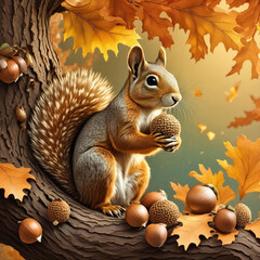 squirrel with acorn
