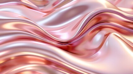 Pink reflective satin fabric in a flowing wave pattern