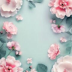 Blank Paper Card Mockup with Vibrant Flowers
