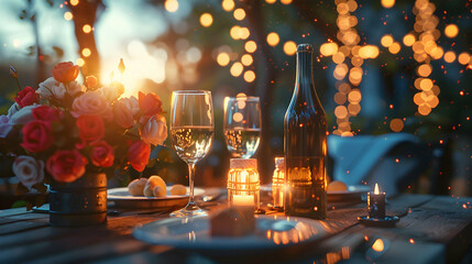 A Couple Celebrating Anniversary with Special Dinner   Symbolizing Love, Memories, and Togetherness   Photo Realistic Concept
