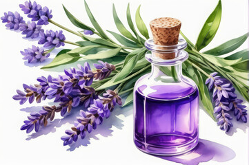 Lavender oil. Watercolor style.