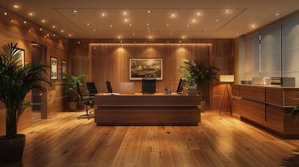 Elegant executive office with modern wooden interiors