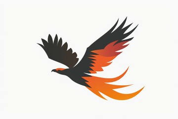 Obraz premium A black and orange bird flying through the air, suitable for nature and wildlife themes