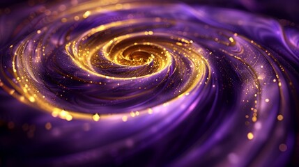 Cosmic purple and gold swirling abstract galaxy