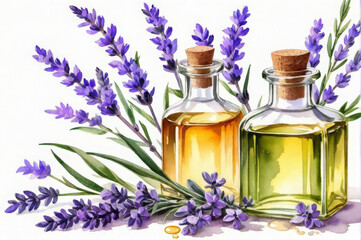 Lavender oil. Watercolor style.