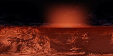 Martian landscape. HDRI . equidistant projection. Spherical panorama. panorama 360. environment map, 3d rendering