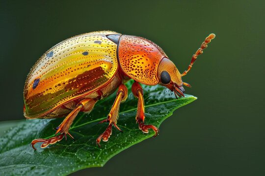 A Golden Tortoise Beetle. The lighting should be such that the details of the shell are clearly visible