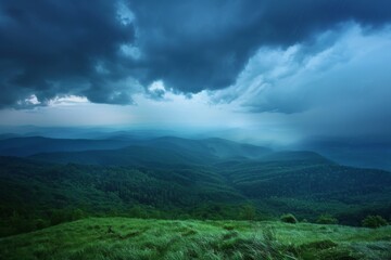 Fototapeta premium Majestic mountain landscape showcasing the beauty of nature with lush greenery and beautiful skies.
