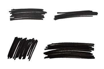 Black hand drawn strokes transparent background design element
