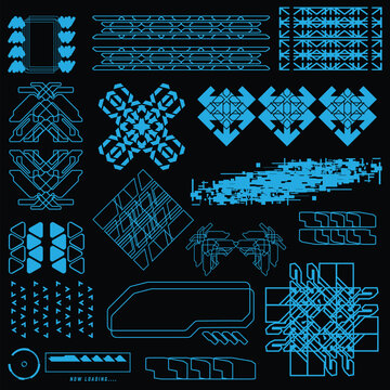 arrow techwear for cyberpunk scifi gaming fabric textile seamless pattern sticker template with collection set, 2d vector illustration rendering