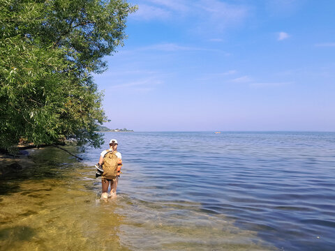 Exploring of coastal area of Pucka Bay near Oslonino