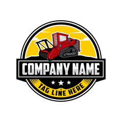  Skid steer loader, mulching machine illustration, Land Clearing Mulcher vector art