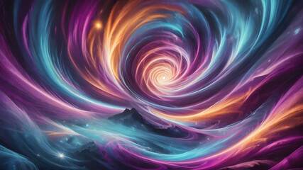 Fototapeta premium Rainbow Spiral: Colorful Waves and Abstract Patterns