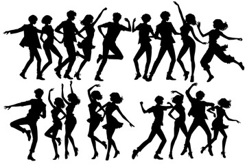 set of shadow dancing people vector