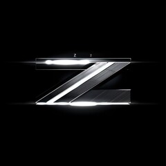 z capital letter in metal isolated on a black background