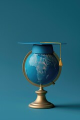 A globe with a graduation cap on top. Perfect for educational concepts
