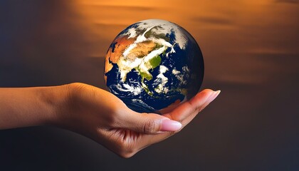  Businessman Hand Holding Globe with Blurred Background, Symbolizing Global Business, Strategy, and Connection