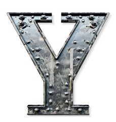 y capital letter in metal isolated on a white background