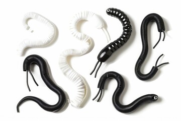 Obraz premium Group of black and white snakes on a white surface. Suitable for educational materials
