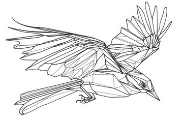 Detailed black and white sketch of a bird, suitable for educational materials or nature-themed designs