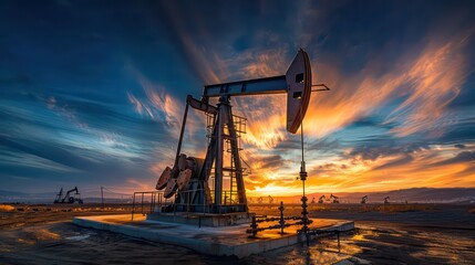 crude oil pump on a twilight sky