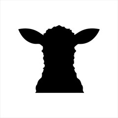 Cute lamb head silhouette isolated on white background. Lamb icon vector illustration design.