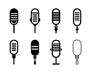 Microphone icon set. Black Microphone icon set on white background. Vector illustration