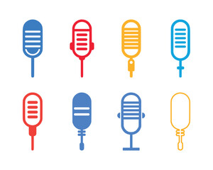 Set of Microphone icons. Vector illustration in flat style