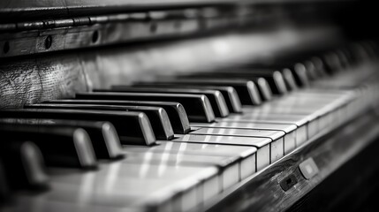 ðŸŽ¹ A black and white close-up image of piano keys.