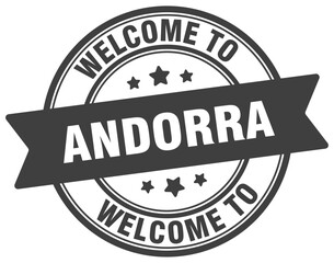 Welcome to Andorra stamp. Andorra round sign