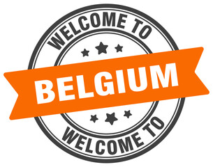 Welcome to Belgium stamp. Belgium round sign