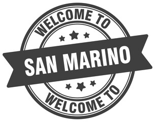 Welcome to San Marino stamp. San Marino round sign