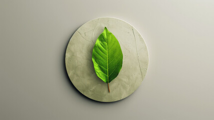 Green leaf on plain background