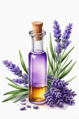 Lavender oil. Watercolor style.