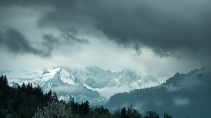 Mountain landscape in snow