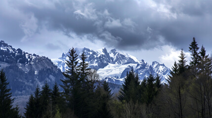 Mountain landscape in snow