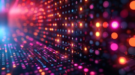 Obraz premium A whimsical view of a vibrant, glowing computer screen with abstract, colorful data