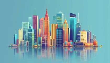 Fototapeta premium A beautiful cityscape with a blue background.