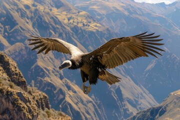 Fototapeta premium Majestic bird soaring over breathtaking mountains