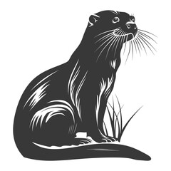 Obraz premium Silhouette Otter animal black color only