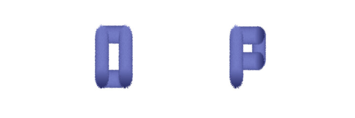 3D Woolly Font design isolated transparent background. Cute Hairy 3D vector Letters for web and social media design. Furry vector illustration.