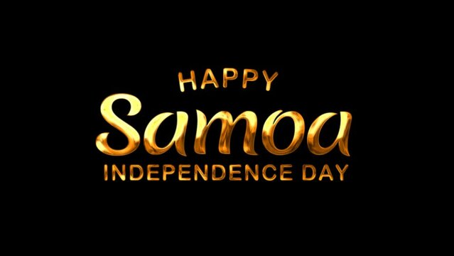 Happy Samoa Independence Day Text Animation on Gold Color. Great for Happy Samoa Independence Day Celebrations, for banner, social media feed wallpaper stories.