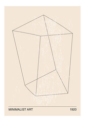 Minimal 20s geometric design poster, vector template with primitive shapes