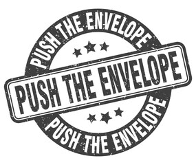push the envelope stamp. push the envelope label. round grunge sign