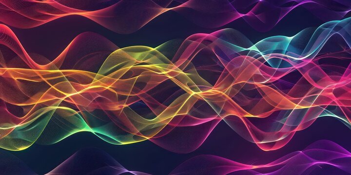 Seamless pattern of colorful digital eye wave lines, creating a visually stunning backdrop for digital art or multimedia presentations.