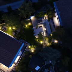 architecture led exterior lights at night
