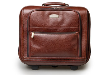 leather cabin travel suitcase isolated
