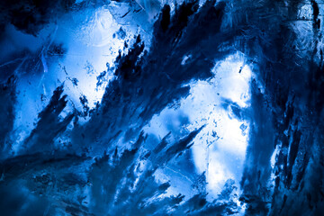 Baryte inclusion in blue fluorite From China macro-photography detail texture background. close-up...