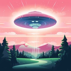 Celebrate world ufo day with cute flat illustration in pastel colors